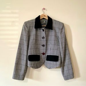Vintage 90s houndstooth blazer suit jacket cropped small